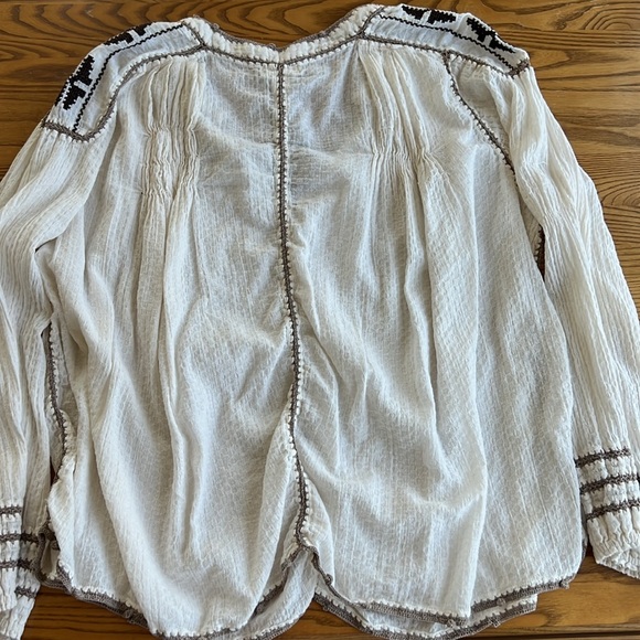 Sundance smocked peasant Boho shirt size L - Picture 4 of 14